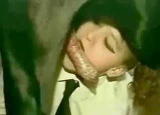 Zoo sex with schoolgirls sucking a bull hard