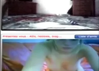 Cute webcam girl gets horny watching dog sex
