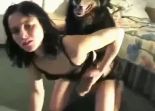 Wild girl on all fours enjoying big ass dog sex